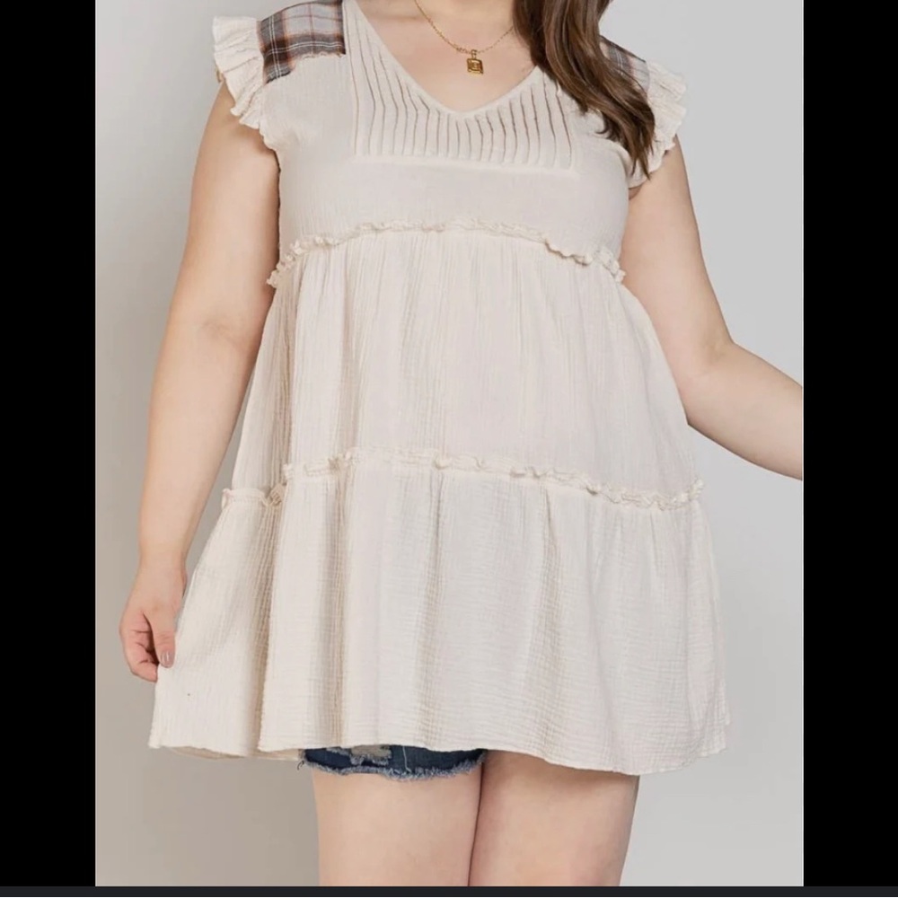 Cream Ruffle Sleeve Top - Picture 5 of 6